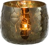 J-Line Windlicht Scherven Glas Kaki Set van 2 stuks