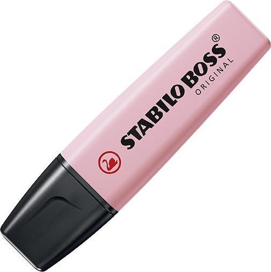 Lichtroze STABILO BOSS ORIGINAL markeerstift met zwarte dop.