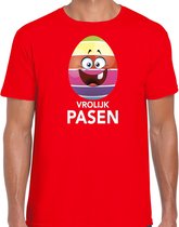 Paasei vrolijk Pasen t-shirt / shirt - rood - heren - Paas kleding / outfit 2XL