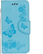 Apple iPhone XS Hoesje - Mobigear - Butterfly Serie - Kunstlederen Bookcase - Blauw - Hoesje Geschikt Voor Apple iPhone XS