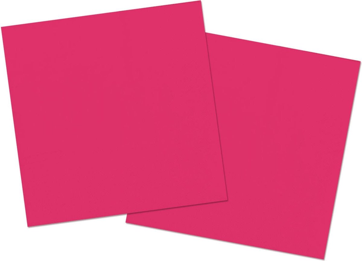 40x stuks servetten van papier fuchsia roze 33 x 33 cm - Folat