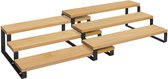 Nancy's Laurel Keukenrek - Kruidenrek - Set Van 2 - Drie Planken - Bamboe - Uitschuifbaar - Stapelbaar - Werkblad