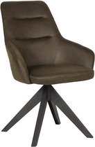 Nancy's Eetkamerstoel Jace - Stoel - Armstoel - Microfiber - Eetkamerstoelen - Army green - 58 x 88 x 65 cm
