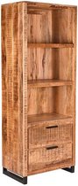 Nancy's Boekenkast Glasgow - Kast - Opbergkast - Kasten - Boekenkasten - Mangohout - Rough - 70 x 45 x 185 cm