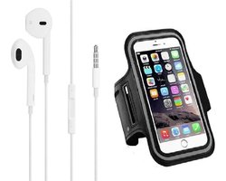 DrPhone SPO2 – Reflecterende Sportarmband L 5.8 inch - Headset met 3.5mm jackaansluiting – Microfoon – Wit - Zwart