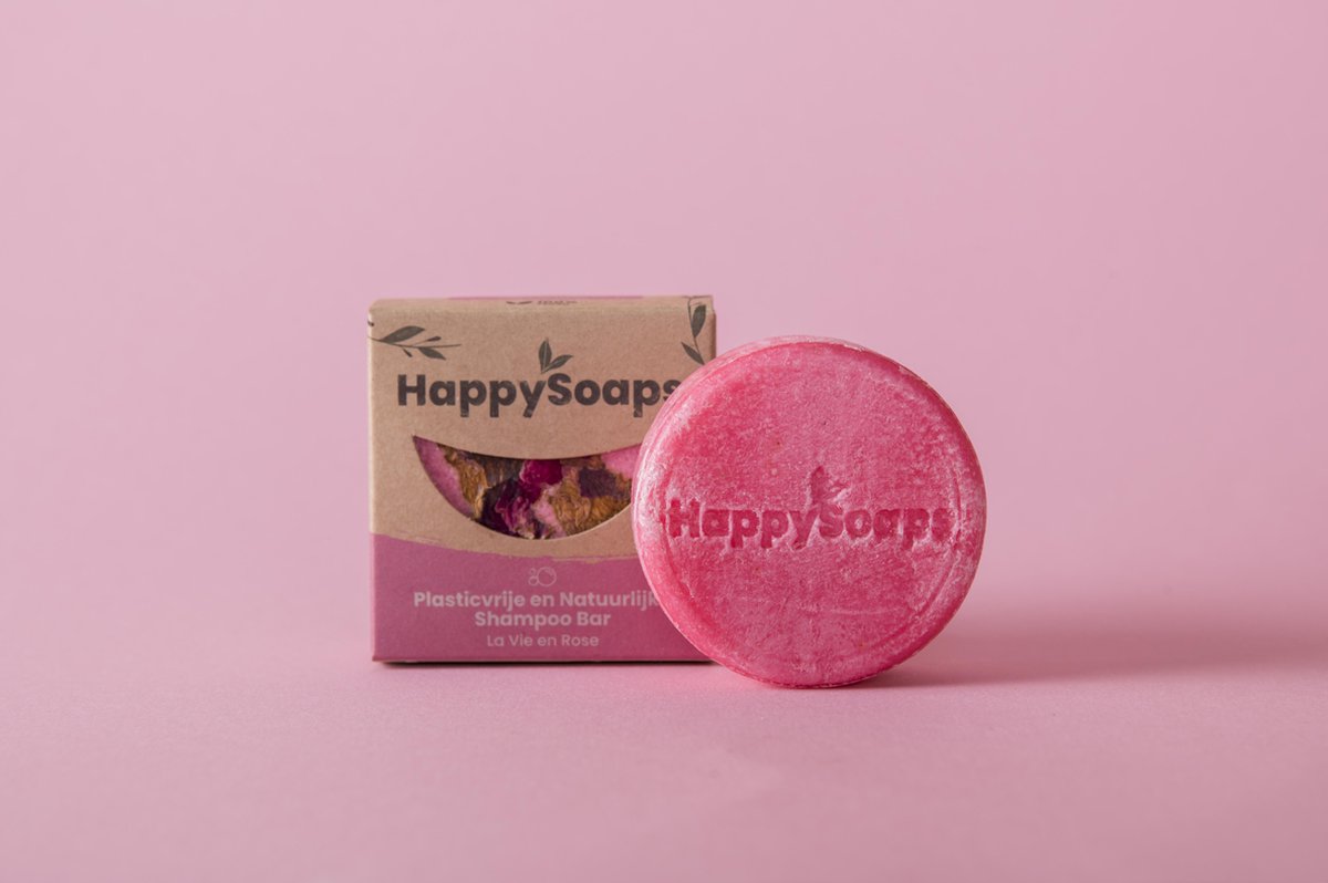 The Happy Soaps - Shampoo Bar - La Vie en Rose - 70 gram - Anti Roos / Alle Haartype