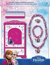 Boîte à bijoux en bois Disney Frozen avec Ring, bracelet, collier et élastiques - Boîte à bijoux - Accessoires pour Cheveux - Elsa et Anna -