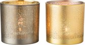 J-Line Theelichthouder Gespikkeld Glas Zilver/Goud Large Assortiment Van 2