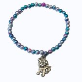 Enkelketting- blauwe/roze- kralen- met hondje-kinderen- Charme Bijoux