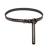 Jobo By JET - Zwarte riem - Gouden kleine studs - Extra lang om te knopen - One size - Dames - unisex