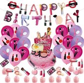 49 delig verjaardagset - Thema: Roze Make-up -  Versiering voor feestjes, verjaardag - tieners - feestdecoratie