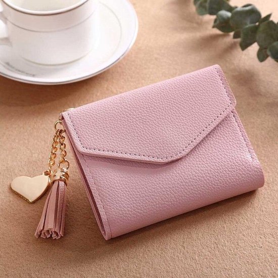 WiseGoods Exclusive Wallet with Hanger - Small WiseGoods Wallet - Women's Wallet Crossover with Cut - 7 Cartes - Rose