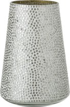 J-Line Windlicht Mozaiek Glas Wit/Zilver Large