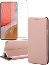 Hoesje geschikt voor Samsung Galaxy A72 - Portemonnee Book Case - Roségoud - Met Screenprotector
