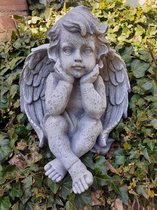 Engel beeld engel zit te peinzen in vleugels Mayer Chess 28x28x25 cm