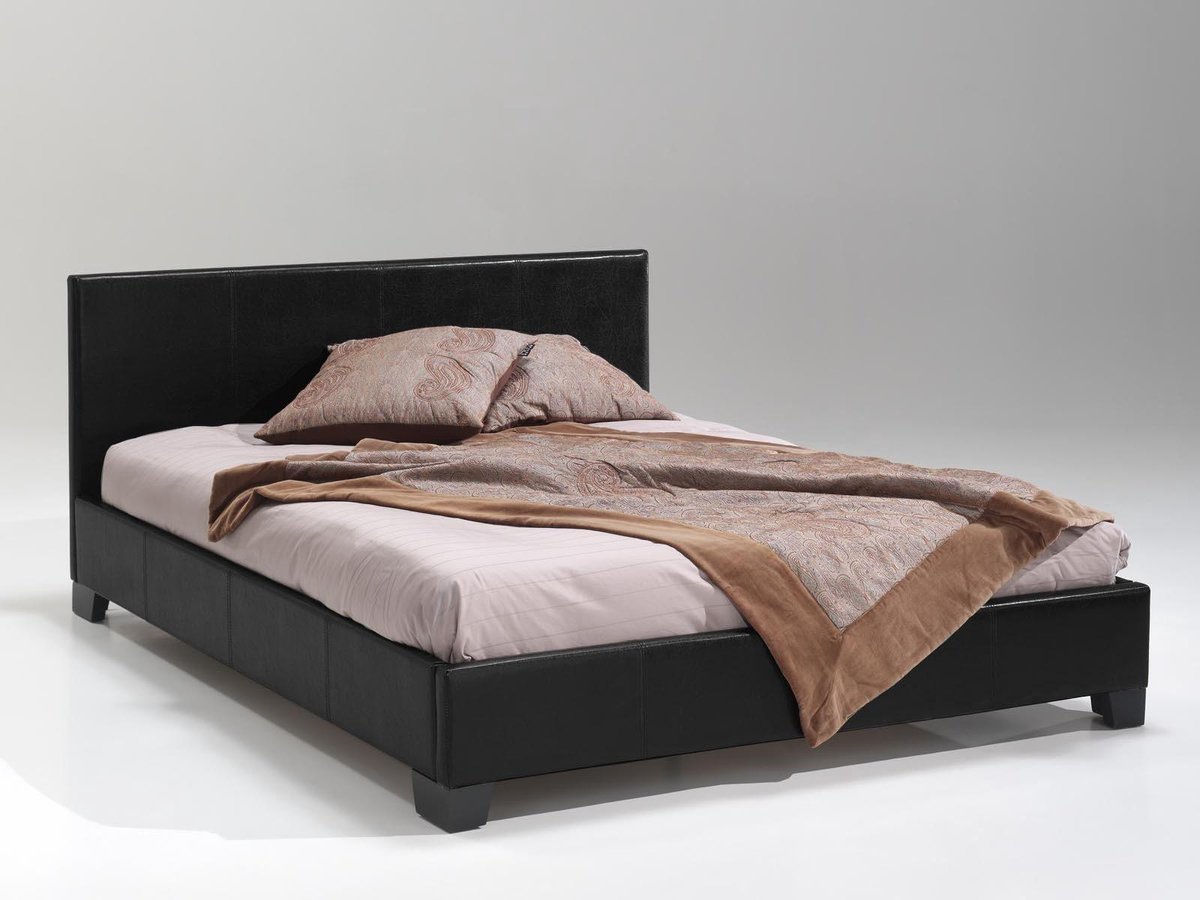Bed 'Roma' 160x200 + lattenb. - PU Zwart (2c)