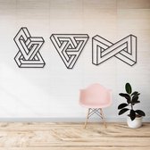 Geometrische Wanddecoratie - Knopen - Hout - Wall Art - Muurdecoratie - Zwart - 53 x 46 cm