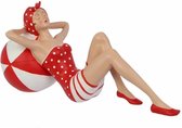 Resin beeld - Dame in rood badpak - Klassiek figuur - 13,6 cm hoog