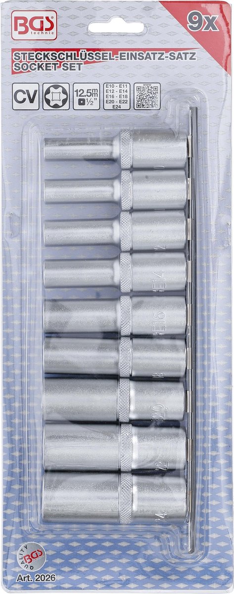 SET 10 PZ BUSSOLE TORX LUNGHE 1/2 E8 E10 E11 E12 E14 E16 E18 E20 E22 E24 MF