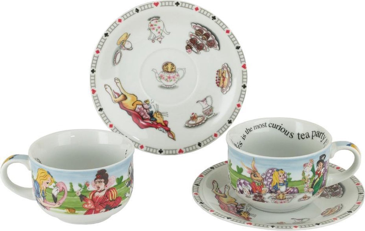 Tea Pottery Alice in Wonderland kop en schotel set van 2 stuks (AWL310)