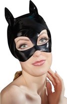 Lak Masker Met Kattenoortjes - S/L - Zwart - BDSM - Bondage -  BDSM - Maskers