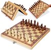 Afbeelding van het spelletje Alian Schaakset - Schaken - Schaakspel - Houten Schaakspel - Bordspel - Bordspelletjes - Chess Board - Chess - Denkspel - Chess Set - Schaakbord met Schaakstukken - Houten Schaakbord