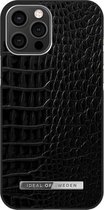 iDeal of Sweden Fashion Case Atelier voor iPhone 12 Pro Max Neo Noir Croco Silver
