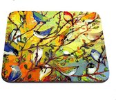 Muismat Vogelvergadering met textiel toplaag - 22 x 18 cm