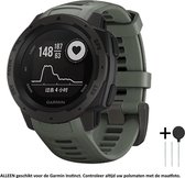 Legergroen siliconen bandje voor Garmin Instinct – Maat: zie maatfoto – horlogeband - wearable - polsbandje - zwart