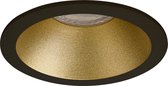 Spot Armatuur GU10 - Pragmi Pollon Pro - Inbouw Rond - Mat Zwart/Goud - Aluminium - Verdiept - Ø82mm - BSE