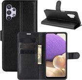 Samsung Galaxy A32 (4G) hoesje - MobyDefend Kunstleren Wallet Book Case - Zwart - GSM Hoesje - Telefoonhoesje Geschikt Voor: Samsung Galaxy A32 (4G)