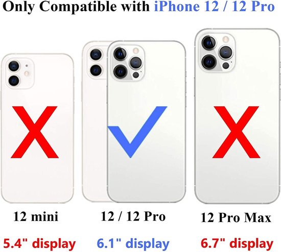 Geschikt voor Apple iPhone 12 Bookcase | Zwart | Pasjeshouder Hoesje | Portemonnee