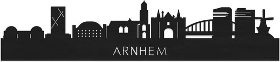 Skyline Arnhem Zwart hout - 100 cm - Woondecoratie - Wanddecoratie - Meer steden beschikbaar - Woonkamer idee - City Art - Steden kunst - Cadeau voor hem - Cadeau voor haar - Jubileum - Trouwerij - WoodWideCities