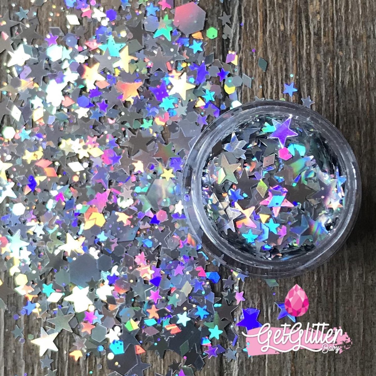 GetGlitterBaby® - Biologische / Biologisch afbreekbare Zilveren Chunky Festival Glitters voor Lichaam en Gezicht / Biodegradable Face Body Jewels - Zilver