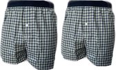 Embrator 2-stuks mannen Boxershort geruit blauw/turquoise L