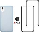 BMAX Telefoonhoesje geschikt voor iPhone 11 Pro - Latex softcase hoesje lichtblauw - Met 2 screenprotectors full cover