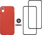 BMAX Telefoonhoesje voor iPhone 11 Pro - Siliconen hardcase hoesje rood - Met 2 screenprotectors full cover