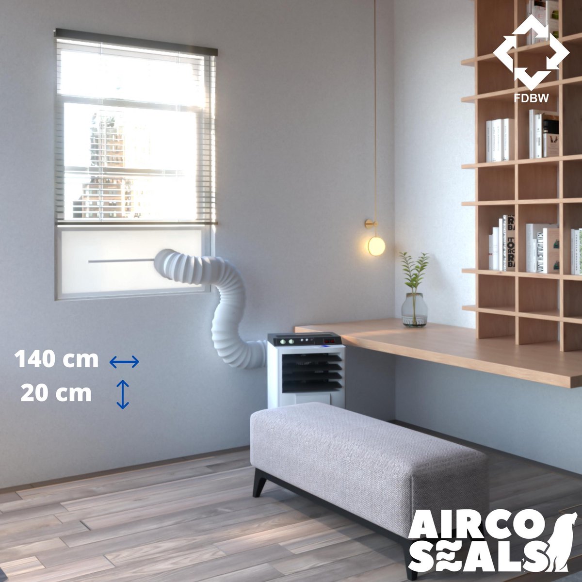 Airco raamafdichtingskit - 140 x 20 cm - Geschikt Voor Schuifraam - Energiebesparend - Houdt insecten buiten