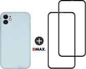 BMAX Telefoonhoesje voor iPhone 11 - Siliconen hardcase hoesje zeeblauw - Met 2 screenprotectors full cover
