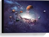 Canvas  - Planetenstelsel in de Ruimte - 40x30cm Foto op Canvas Schilderij (Wanddecoratie op Canvas)