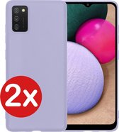 Samsung A02s Hoesje Siliconen Case Cover - Samsung Galaxy A02s Hoesje Siliconen Hoes Siliconen - Lila - 2 PACK