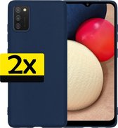 Samsung A02s Hoesje Back Cover Siliconen Hoes Donker Blauw - 2 Stuks