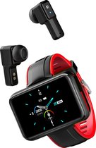 Belesy® TITAN - Smartwatch Dames - Smartwatch Heren - Horloge - Muziek luisteren - IN EAR’s - Stappenteller - 1.3 inch - Kleurenscherm - Full Touch - Siliconen - Zwart - Rood - Moe