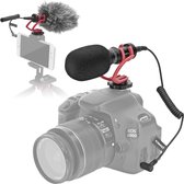 Comica CVM-VM10II compacte richtmicrofoon — voor smartphone en camera — Inclusief plopkap, windkap, shockmount, kabels & case — Zwart/Rood