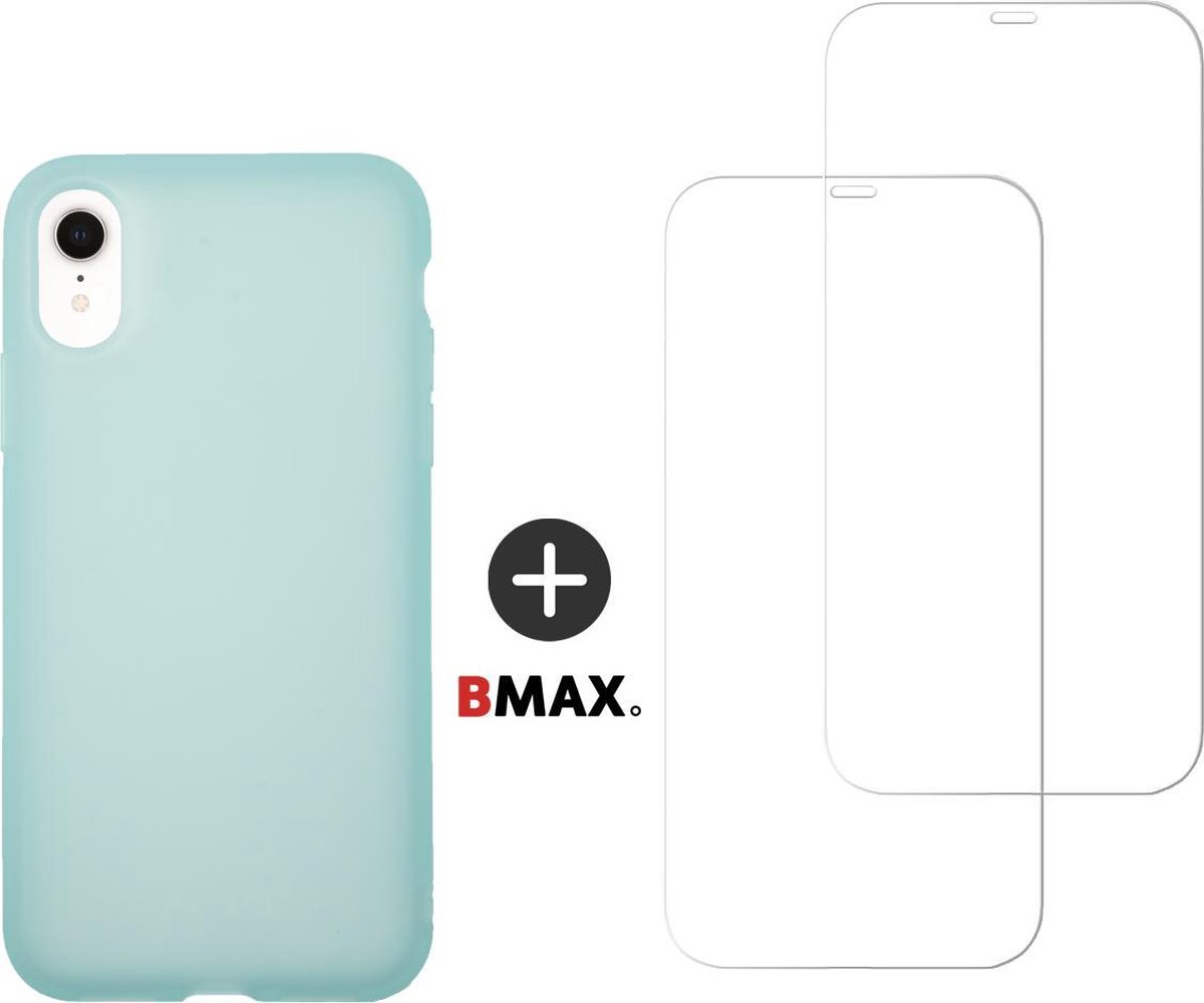 BMAX Telefoonhoesje geschikt voor iPhone 11 Pro - Latex softcase hoesje mintgroen - Met 2 screenprotectors