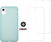 BMAX Telefoonhoesje voor iPhone 11 Pro - Latex softcase hoesje mintgroen - Met 2 screenprotectors
