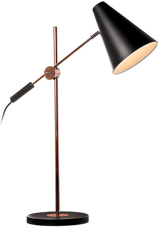 Tafellamp Obscur Zwart/Koper - hoogte 69cm - E14 - IP20 > tafellamp zwart koper | leeslamp zwart koper | bureaulamp zwart koper | designlamp zwart koper