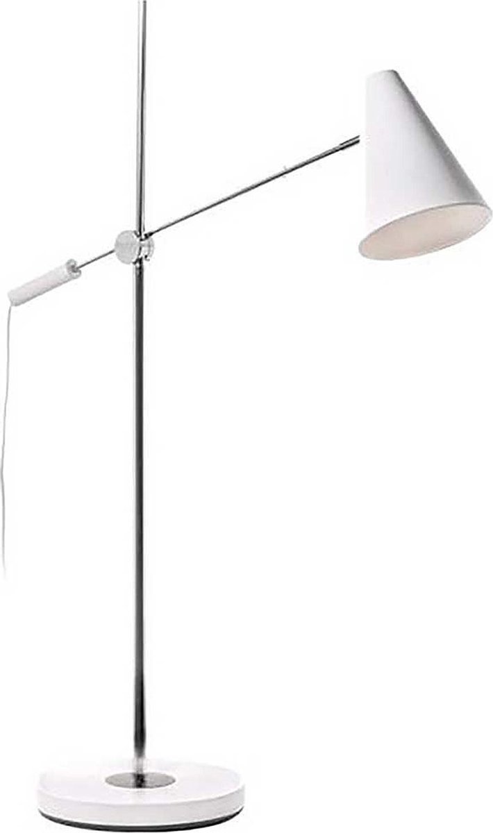 Vloerlamp Obscur Wit/Chroom - hoogte 150cm - E14 - IP20 > vloerlamp wit chroom | leeslamp wit chroom | staande lamp wit chroom | designlamp wit chroom