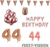 44 jaar Verjaardag Versiering Pakket Rosé Goud