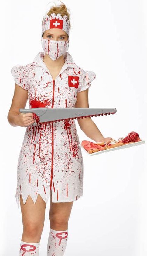Bloederige verpleegster kostuum vrouw maat 42